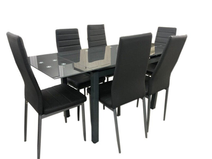 Mesa De Cristal Completa Extensible Con 6 Sillas Modelo DT58.