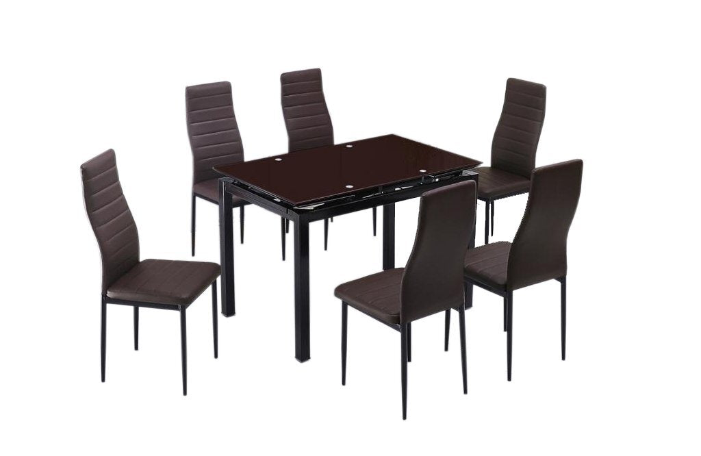 Mesa De Cristal Completa Extensible Con 6 Sillas Modelo DT58.