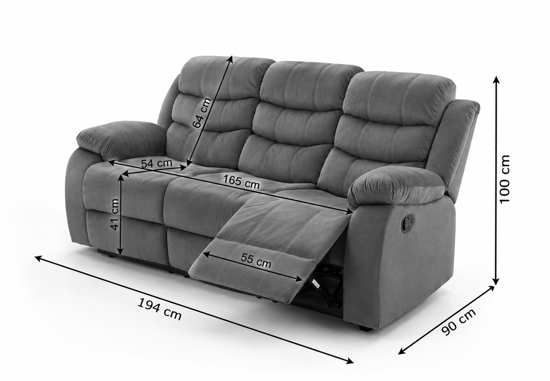 Sofa Reclinable Manual Houston 3 Plazas