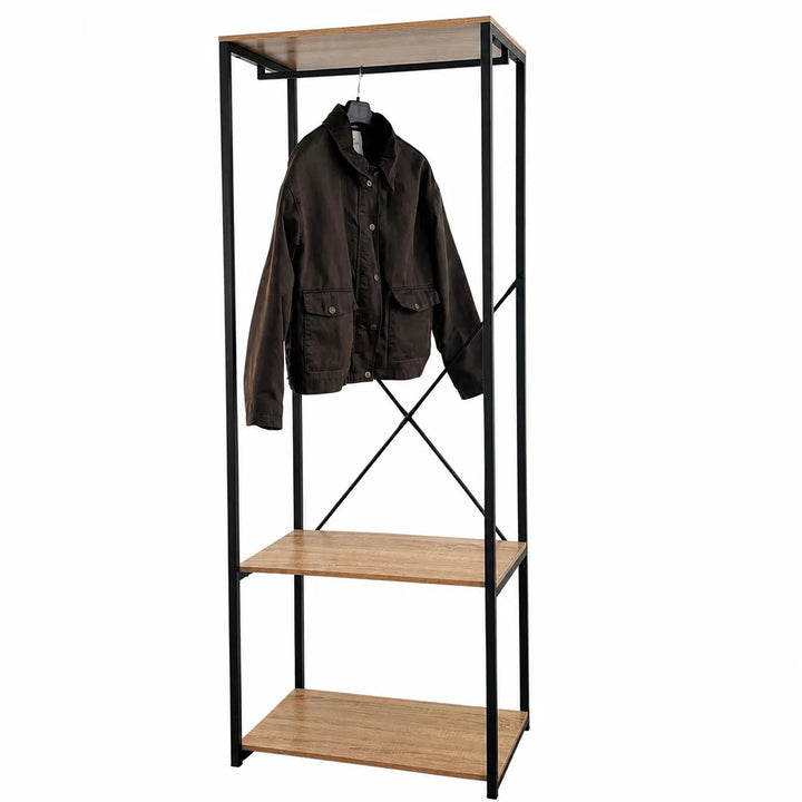 Perchero Organizador Industrial con Repisas de Madera y Estructura Metálica YG6017DLG