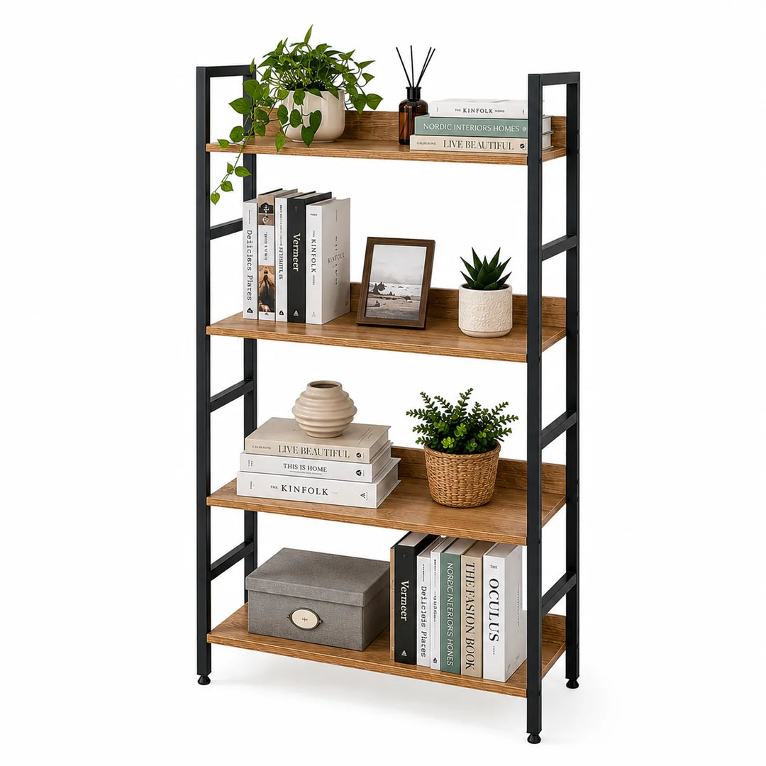Estantería Industrial de 4 Niveles con Estructura Metálica y Acabado Madera CWJ6028126CL