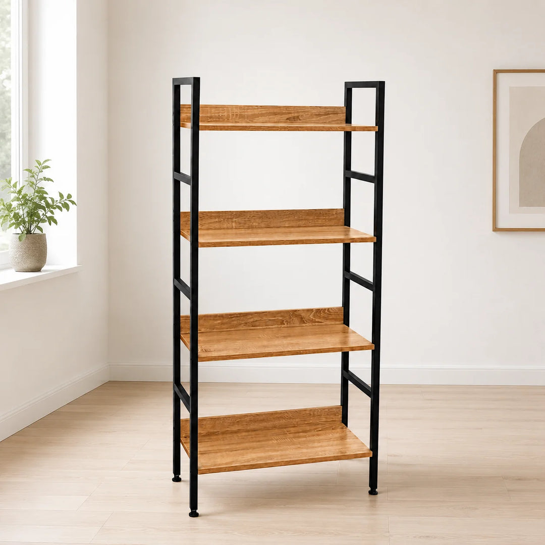 Estantería Industrial de 4 Niveles con Estructura Metálica y Acabado Madera CWJ6028126CL