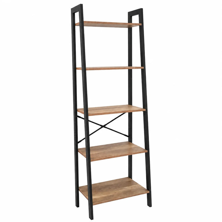 Estantería Escalera Industrial de 5 Niveles con Estructura Metálica y Repisas de Madera ZWJ5637172LGS