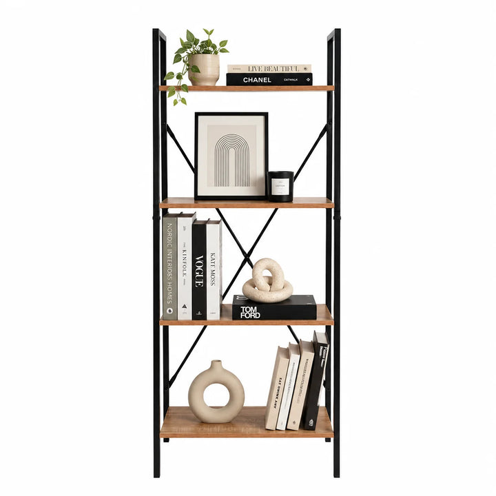 Estantería Industrial de 4 Niveles con Estructura Metálica y Acabado Madera ZWJ6032148LGS