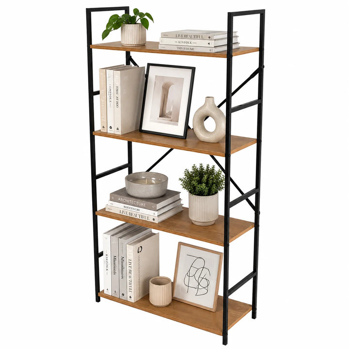 Estantería Organizadora de 4 Niveles con Estructura Metálica y Acabado Madera Estantería Organizadora de 4 Niveles con Estructura Metálica y Acabado Madera 1/3 Estantería Organizadora de 4 Niveles con Estructura Metálica y Acabado Madera