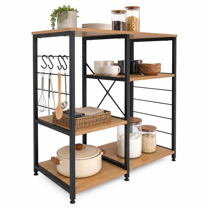 Estantería Organizadora Multifuncional con Estructura Metálica y Estantes de Madera CWJ904082LG