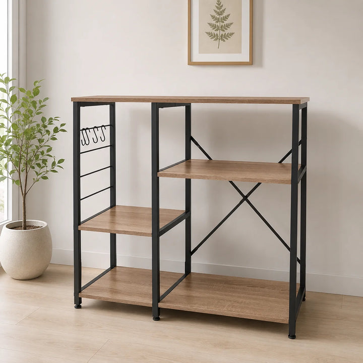 Estantería Organizadora Multifuncional con Estructura Metálica y Estantes de Madera CWJ904082LG