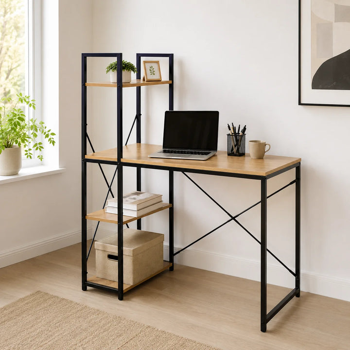 Escritorio Industrial con Estantería 120cm DNZ1260DG