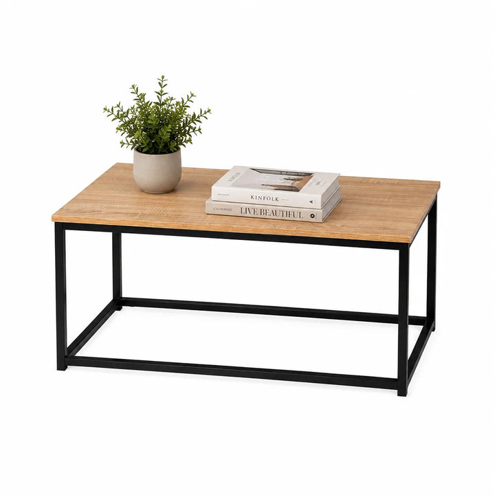 Mesa de Centro Rectangular con Patas de Metal Negro 90x48cm CJ904840