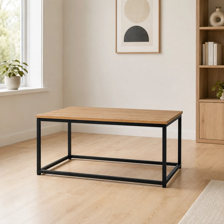 Mesa de Centro Rectangular con Patas de Metal Negro 90x48cm CJ904840
