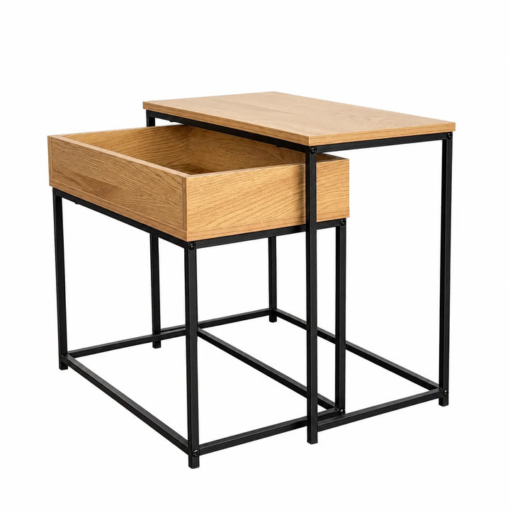Mesa Auxiliar Doble con Cajón Estilo Industrial BJ606050