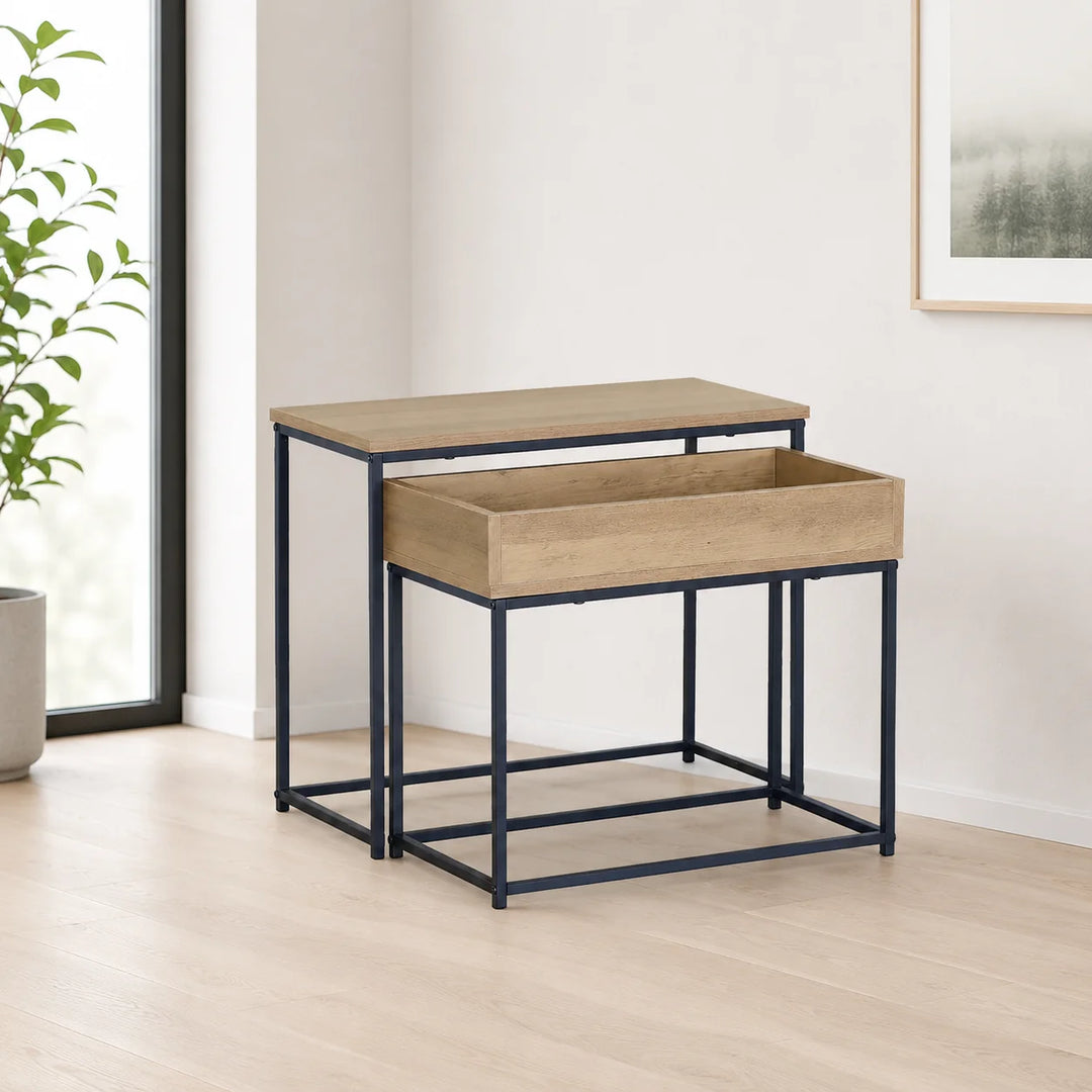 Mesa Auxiliar Doble con Cajón Estilo Industrial BJ606050