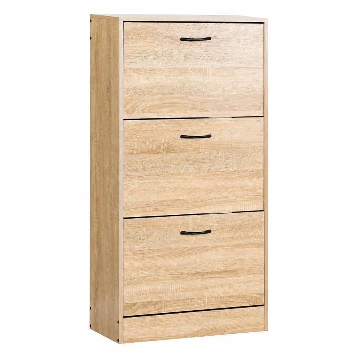 Zapatero de 3 puertas abatibles estilo moderno acabado madera natural XG6024116BL