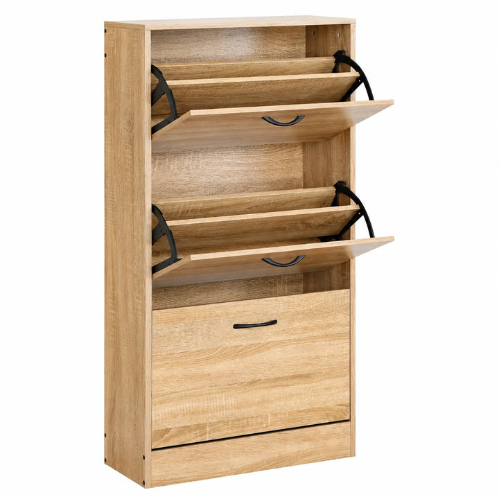 Zapatero de 3 puertas abatibles estilo moderno acabado madera natural XG6024116BL