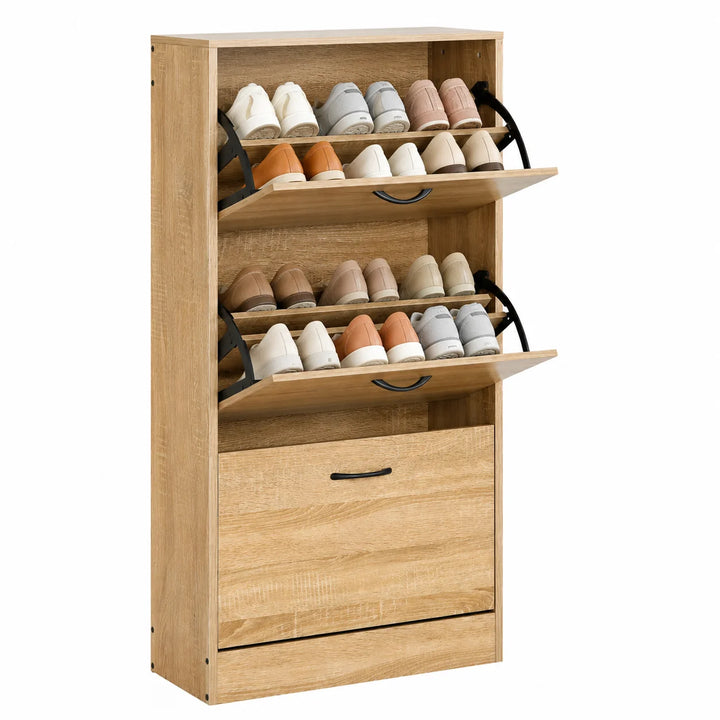 Zapatero de 3 puertas abatibles estilo moderno acabado madera natural XG6024116BL