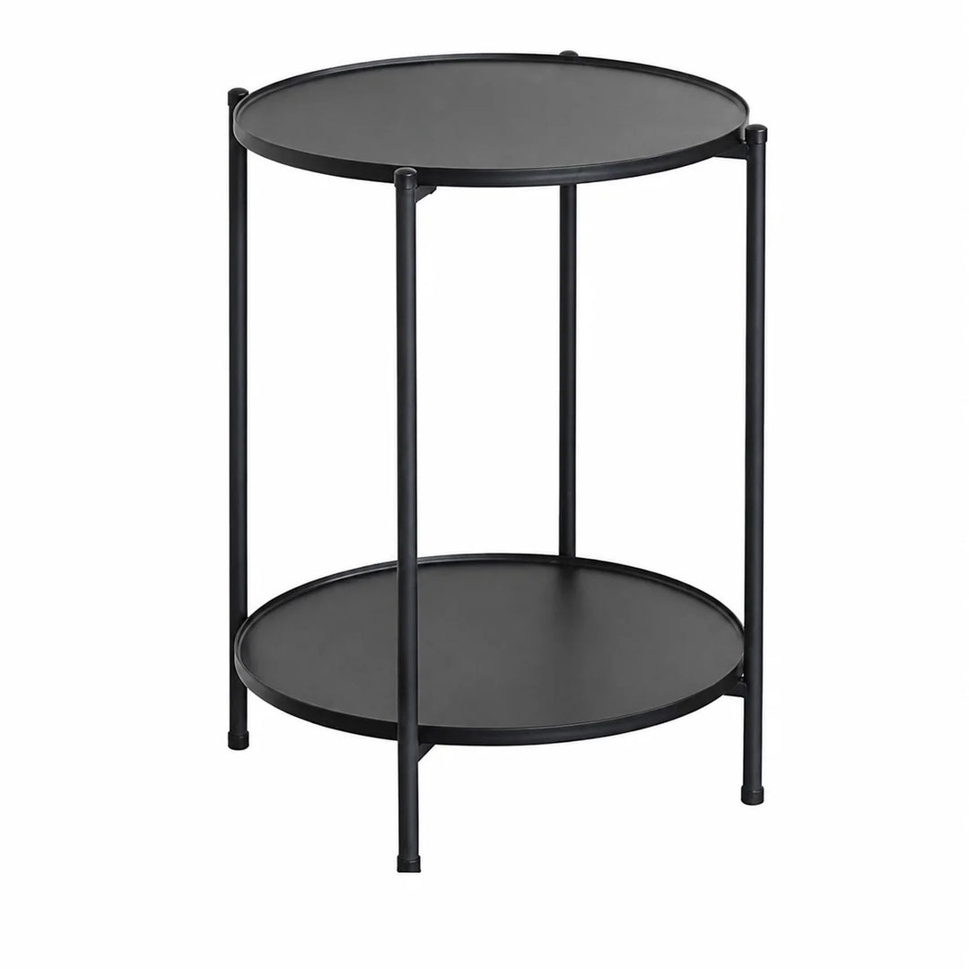 Mesa Auxiliar Redonda Diseño Industrial Negro