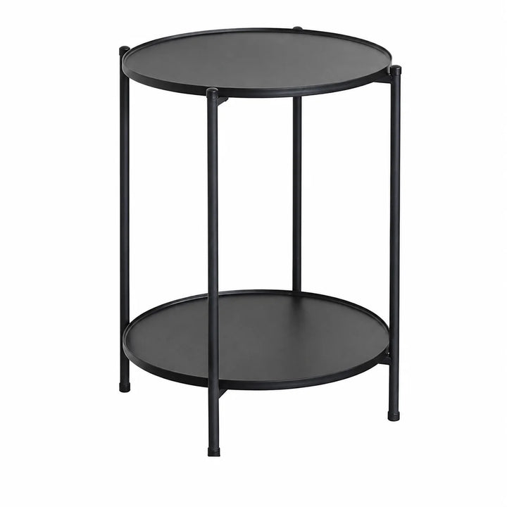 Mesa Auxiliar Redonda Diseño Industrial Negro