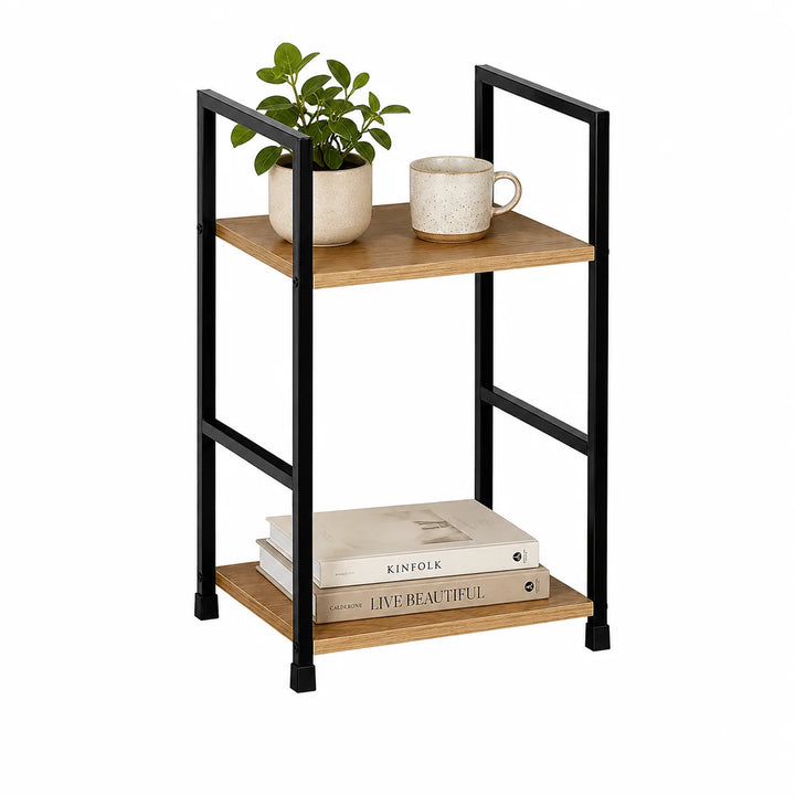 Mesita Auxiliar en Madera y Metal Diseño Industrial
