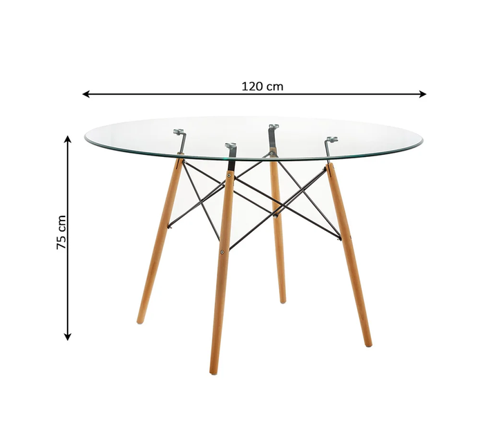 Mesa Redonda de Cristal Templado Tower 120cm