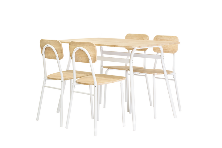 Conjunto de Mesa de Comedor con 4 Sillas, Madera y Metal. YS2123.
