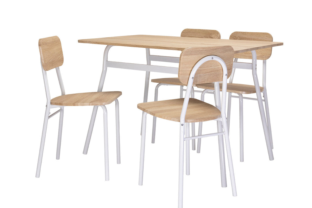 Conjunto de Mesa de Comedor con 4 Sillas, Madera y Metal. YS2123.