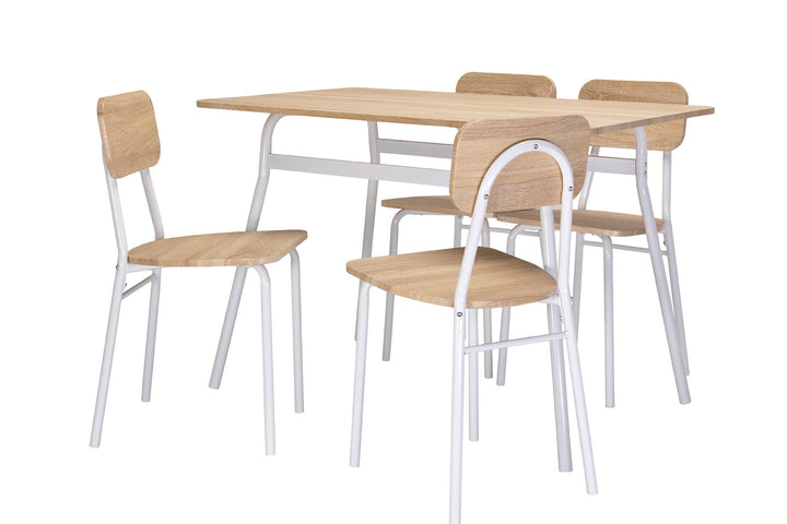 Conjunto de Mesa de Comedor con 4 Sillas, Madera y Metal. YS2123.