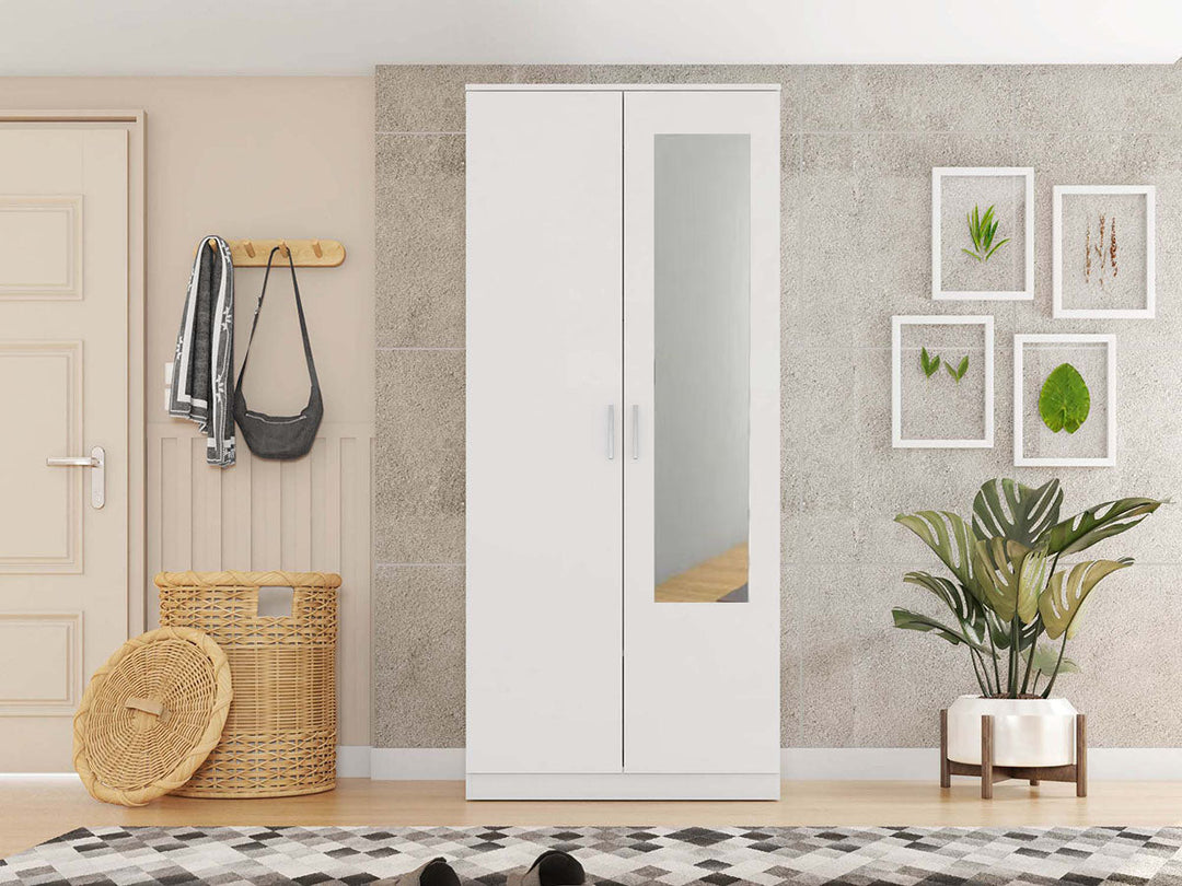 Armario de Dormitorio W 2 Puertas, con Espejo