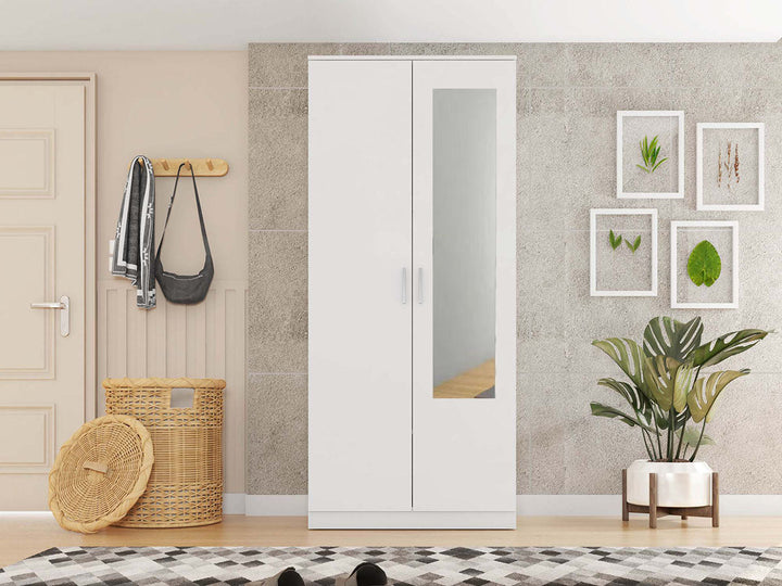 Armario de Dormitorio W 2 Puertas, con Espejo