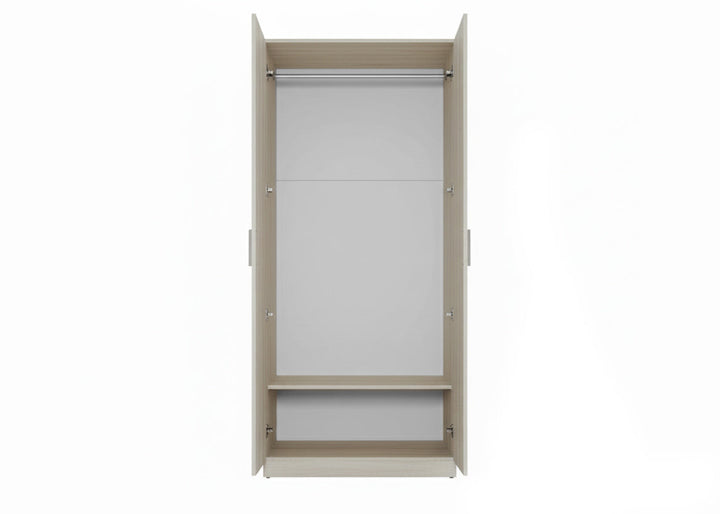 Armario de Dormitorio W 2 Puertas, con Espejo