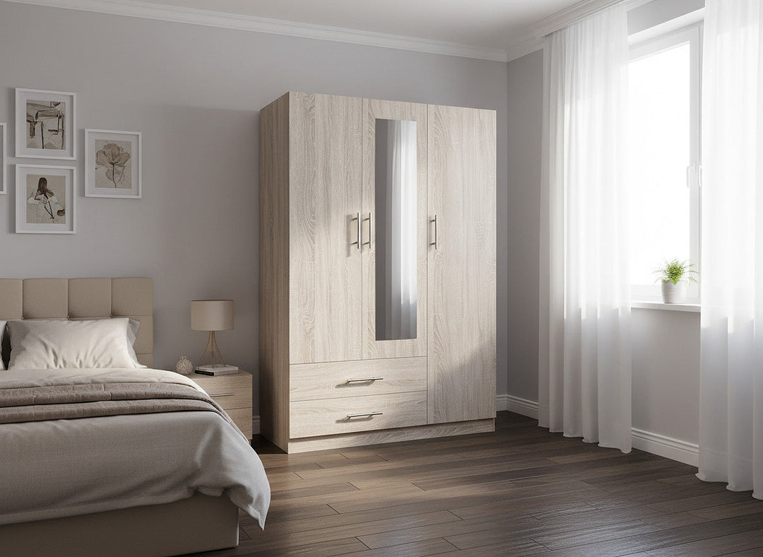 Armario de Dormitorio 3 Puertas W, con Espejo