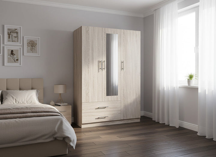 Armario de Dormitorio 3 Puertas W, con Espejo