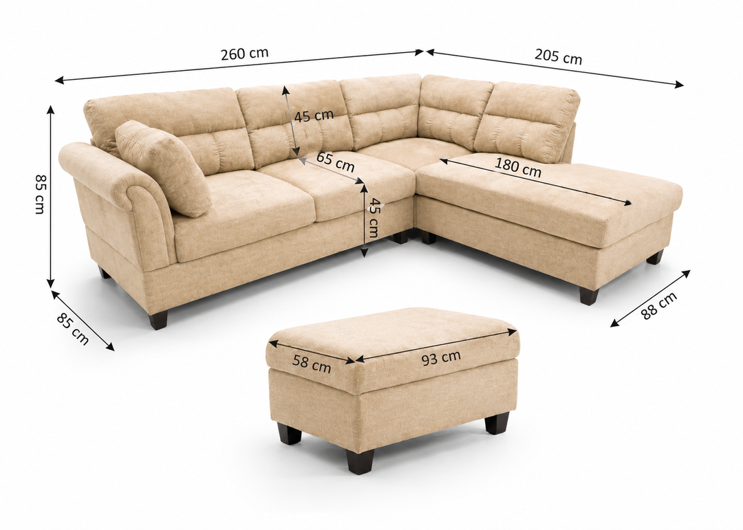 Sofá Rinconera Dama + Ottoman 260cm