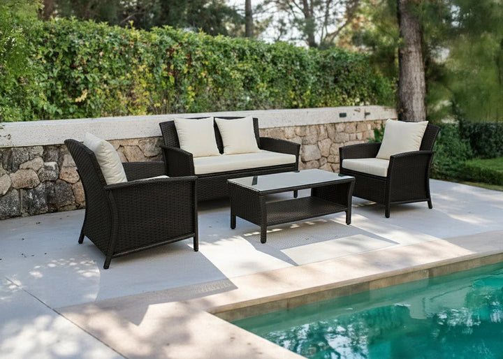 Sofa Newport + 2 Sillones + Mesa de Ratan PE. Muebles de Jardin y Terraza.