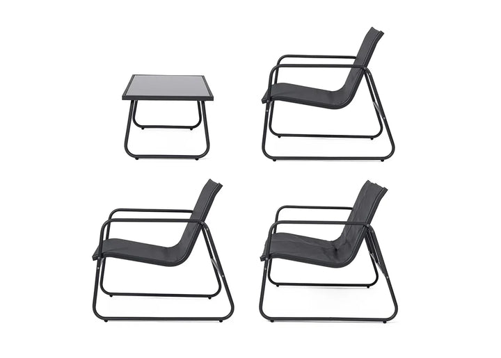 Sofa + 2 Sillas + Mesa de Cristal Templado CDS. Muebles de Jardin y Terraza