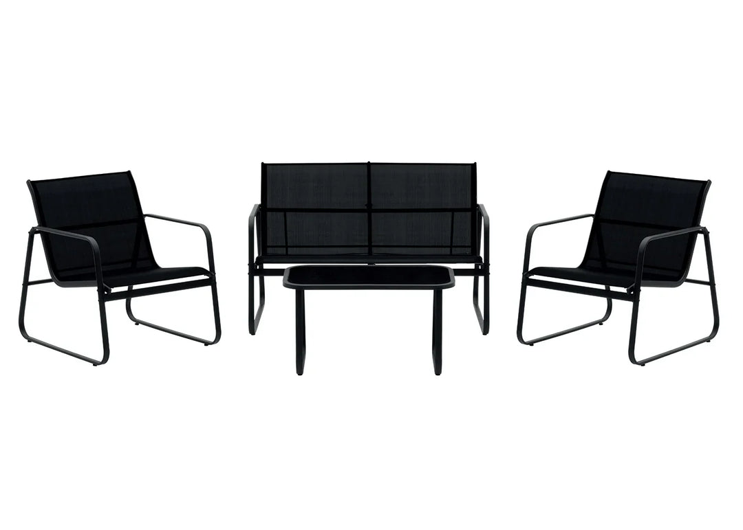 Sofa + 2 Sillas + Mesa de Cristal Templado CDS. Muebles de Jardin y Terraza