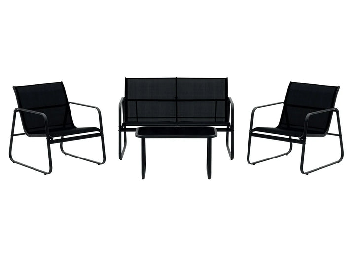 Sofa + 2 Sillas + Mesa de Cristal Templado CDS. Muebles de Jardin y Terraza