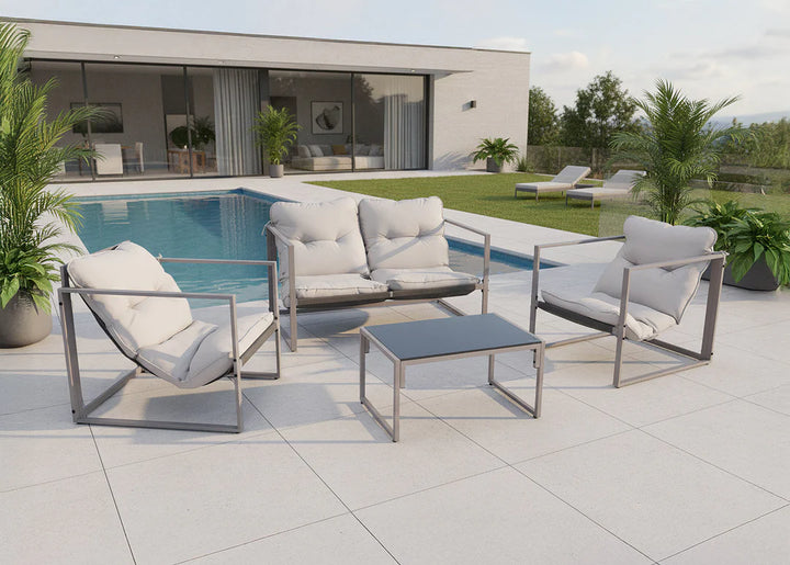 Conjunto Sofa + Mesa + 2 Sillas Roma. Muebles de Jardin y Terraza.