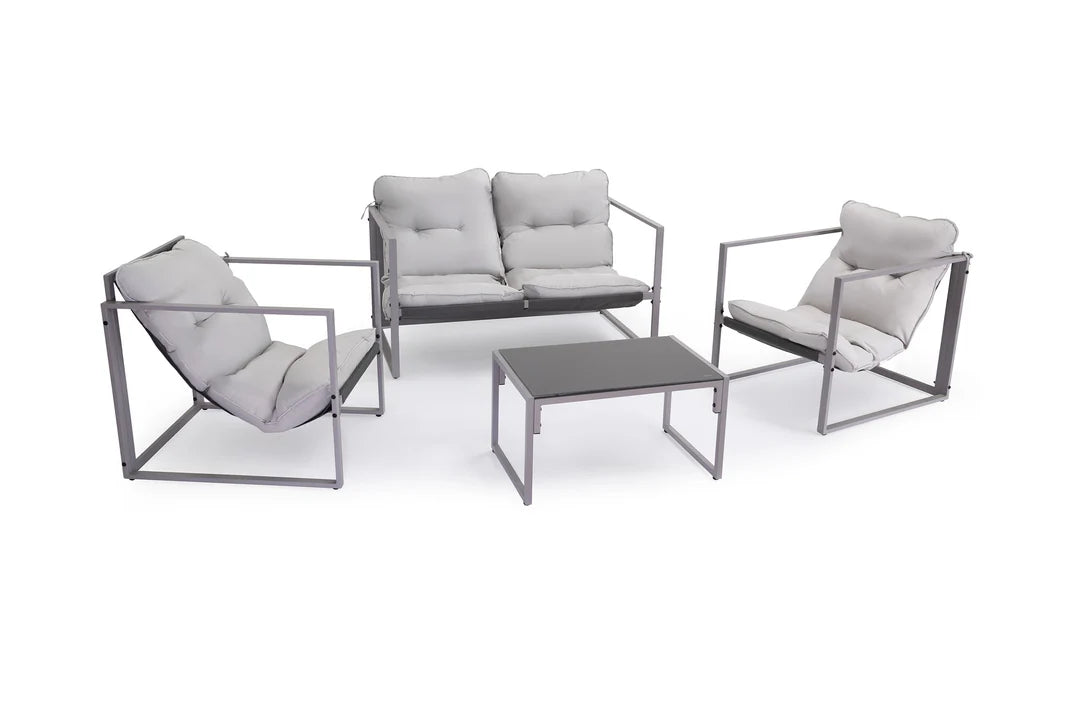 Conjunto Sofa + Mesa + 2 Sillas Roma. Muebles de Jardin y Terraza.