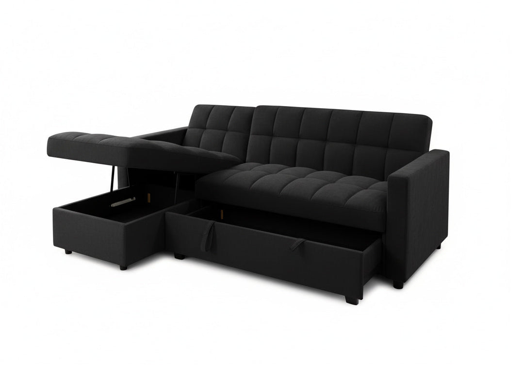 Sofá Cama Chaise Longue Kris 210cm Negro