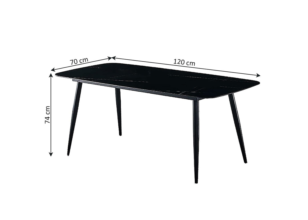 Conjunto de Mesa de Cristal Templado de 120 cm y 4 Sillas de Polipiel DT-63-4S.