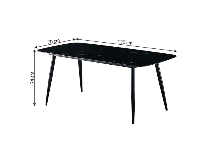 Conjunto de Mesa de Cristal Templado de 120 cm y 4 Sillas de Polipiel DT-63-4S.