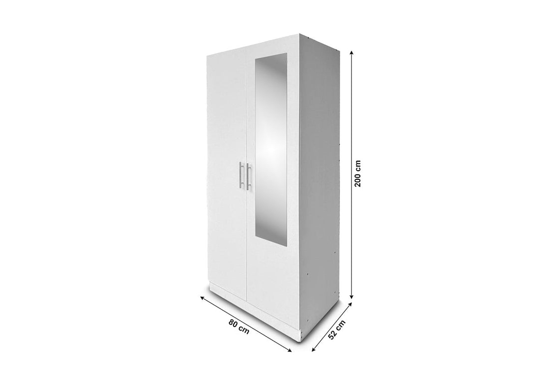 Armario de Dormitorio W 2 Puertas, con Espejo