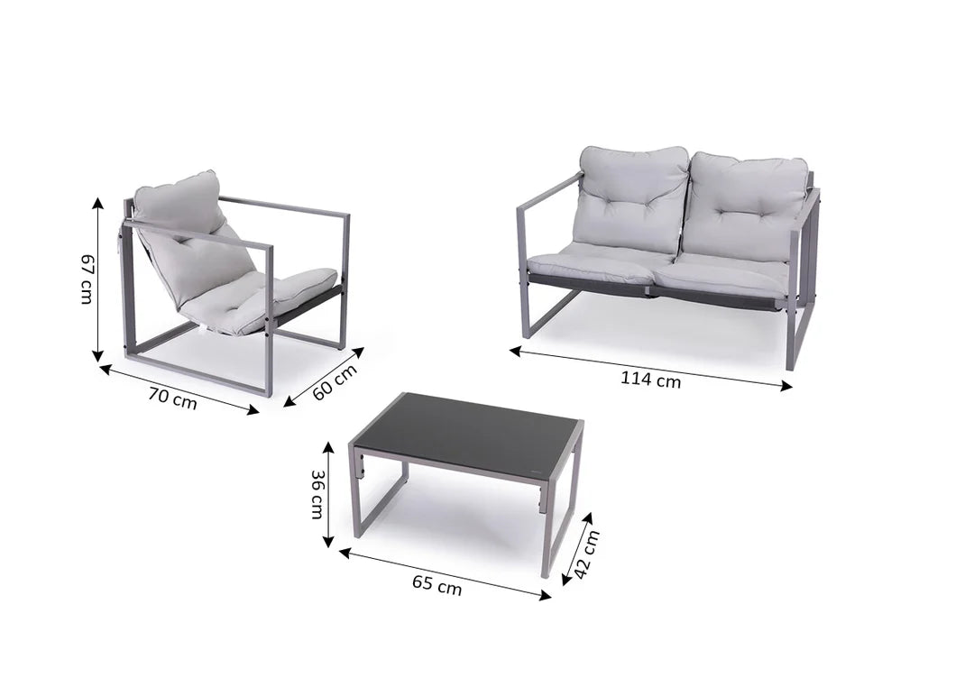 Conjunto Sofa + Mesa + 2 Sillas Roma. Muebles de Jardin y Terraza.