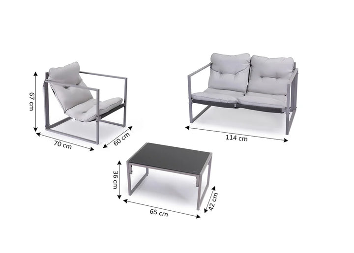 Conjunto Sofa + Mesa + 2 Sillas Roma. Muebles de Jardin y Terraza.