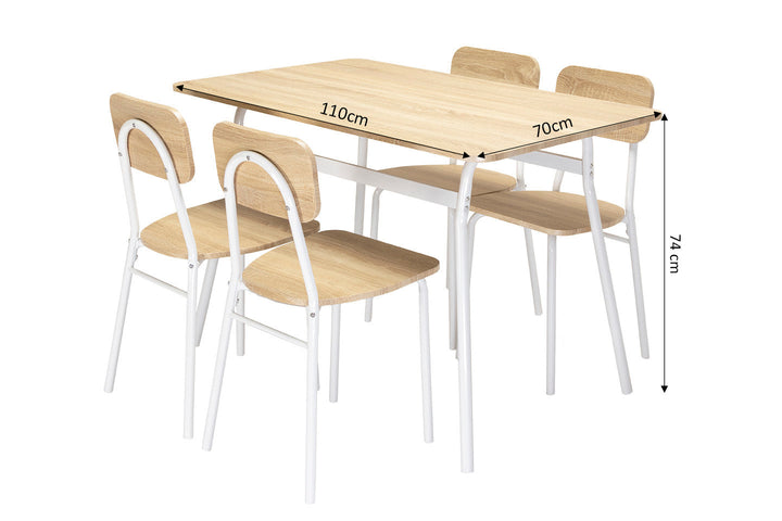 Conjunto de Mesa de Comedor con 4 Sillas, Madera y Metal. YS2123.