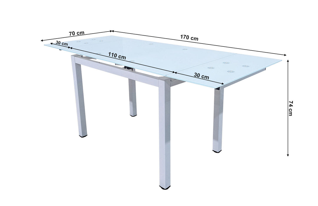 Mesa De Cristal Completa Extensible Con 6 Sillas Modelo DT58.