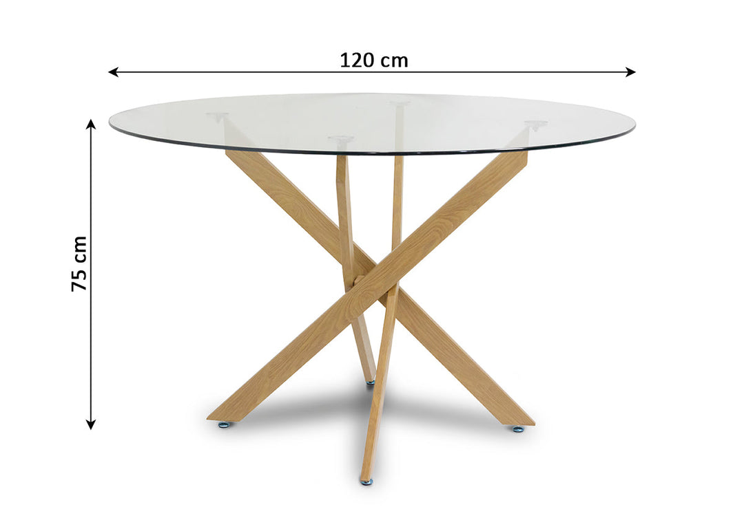Mesa Redonda de Cristal Templado 120cm DT. Comedor o Cocina.