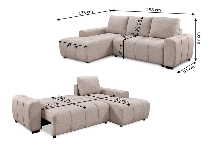 Sofa Cama Chaise Longue con Arcon Nuvola
