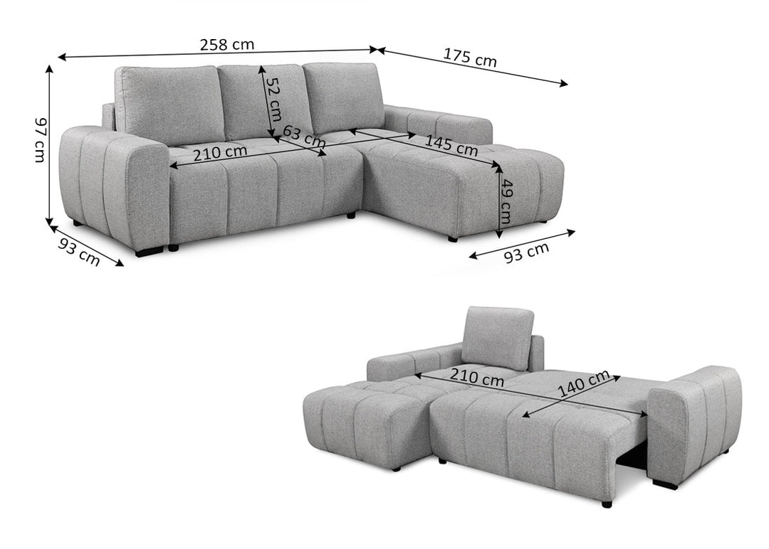 Sofa Cama Chaise Longue con Arcon Nuvola