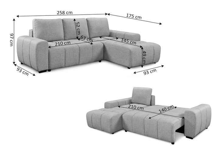 Sofa Cama Chaise Longue con Arcon Nuvola